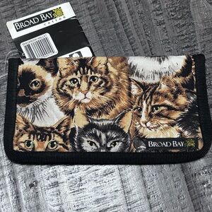 Vtg. Cat Design Checkbook Wallet - Black and Brown by Broad Bay Cotton